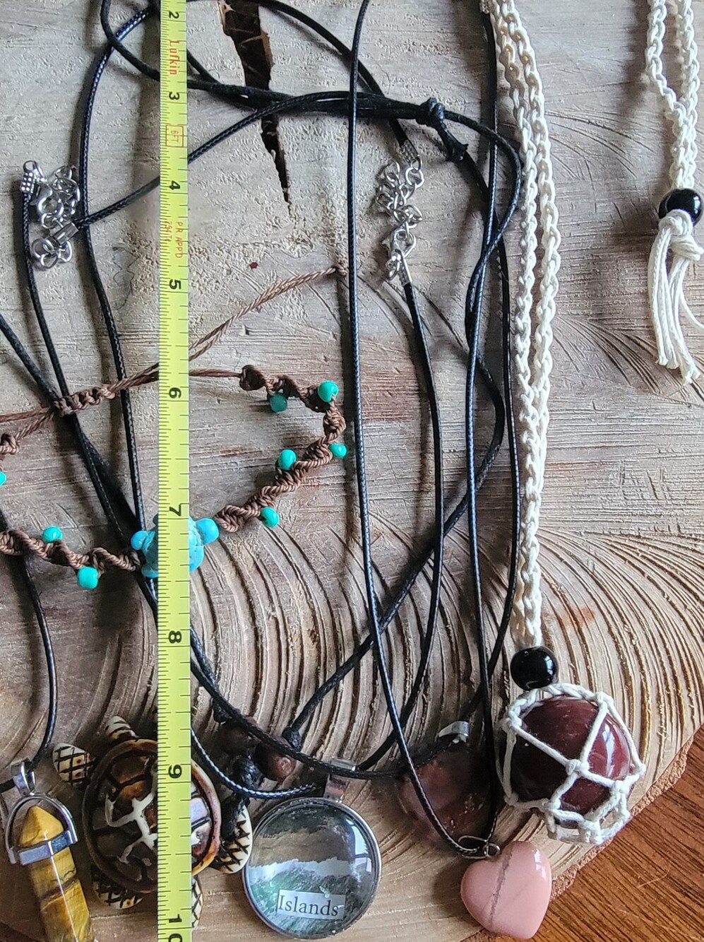 Hancrafted Boho Mixed Stone Pendant Necklace Set - Picture 7 of 7